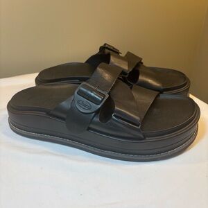 Chaco Women’s Townes Slide Midform Leather Black Platform Sandal Shoes Size 10